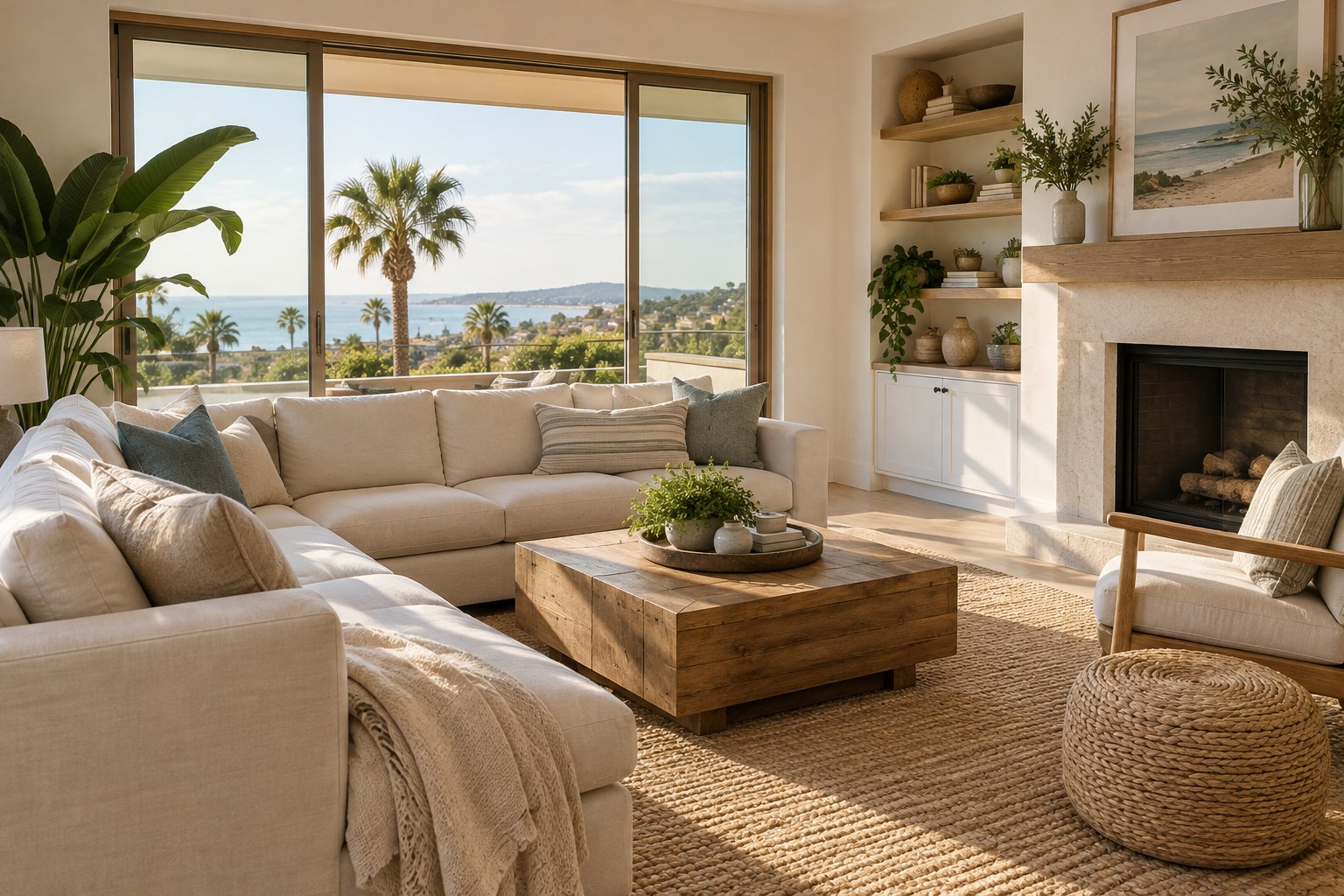 A cozy living room, illustrative